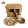 Natrual Rice Husk Bamboo Fiber Baby tableware five pcs dinner set