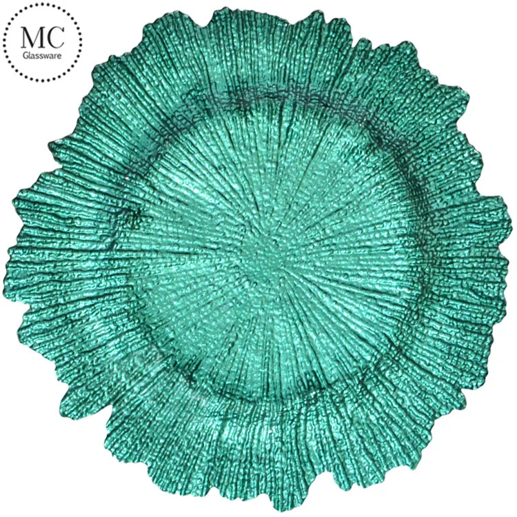 Wedding Decorations Charger Plates Wholesale Gold Reef Glass Charger