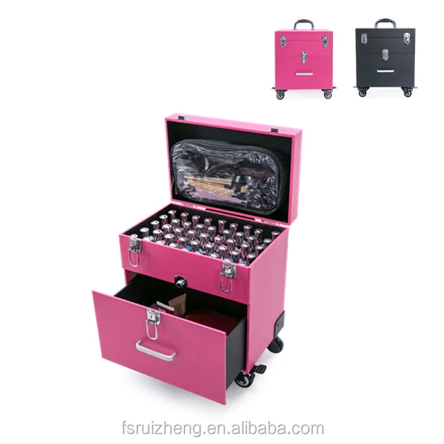 Leather Drawer Rolling Nail Polish Makeup Case Trolley Buy Nail