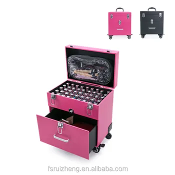 Leather Drawer Rolling Nail Polish Makeup Case Trolley Buy Nail