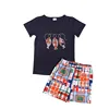 Children Clothes Kids Fish Applique Top &Matching Short Outfits Baby Boy Clothing Set Boutique Boy Clothes