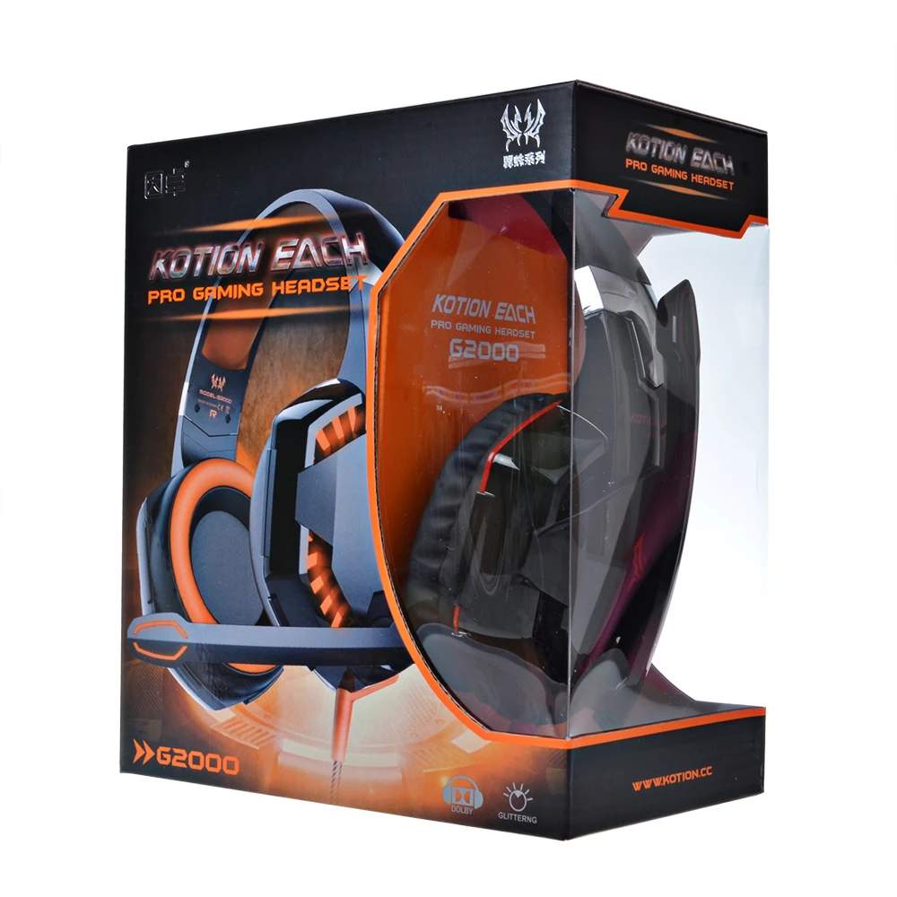 Factory Computer Stereo Gaming Headphones Kotion EACH G2000 With Mic LED Light Earphone Over Ear Wired Headset For PC Game - ANKUX.COM