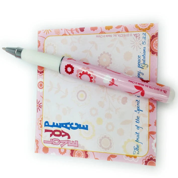 Small Nice Design Printed Custom Notepad Notebook Memo Pad With Pen Set Plastic Holder Custome