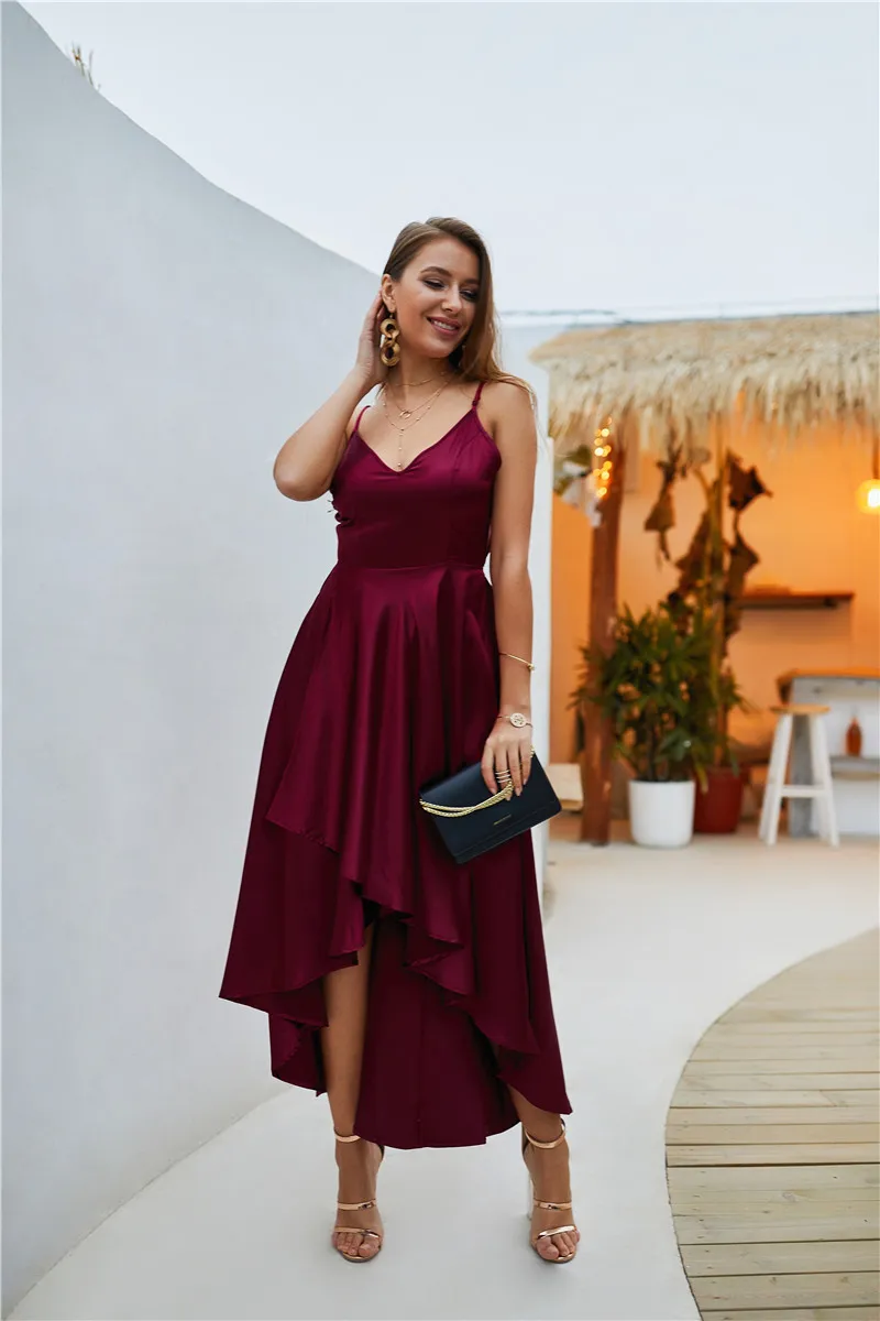 Dovetail Prom Club Dress Dinner Dress Tunic Strap Front Short Back Long Party Evening Dress for Women Sexy Fashion Elegant