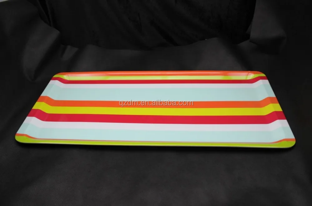 Stripe Print Melamine Rectangle Tray Plastic Funit Tray