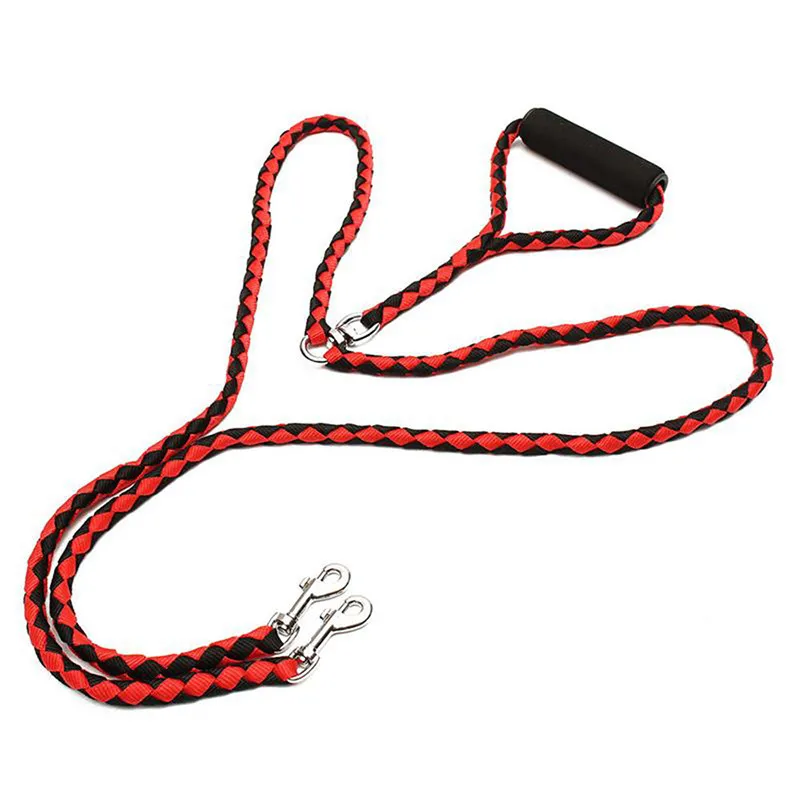 Double Dog Leash For Two Dogs 120cm Braided Tangle Free Dual Leash