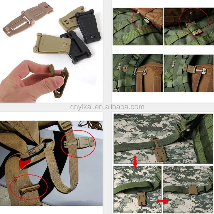 Connect MOLLE Military Army Bag Backpack 26mm Black Webbing Strap Buckle Clip 