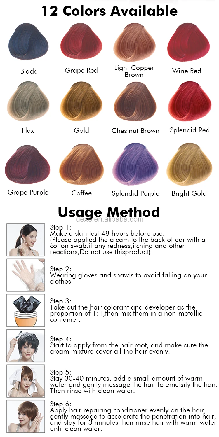 Dexe hair color cream professional hair color manufacturers natural salon style easy use at home