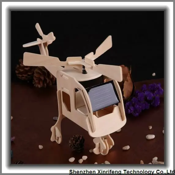 2012 New promotional gift DIY solar toy wood plane