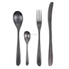 retro Matte Black Silverware Set Flatware Set 9 Piece Stainless Steel Cutlery Black Utensil Tableware Sets, Include Knife Fork