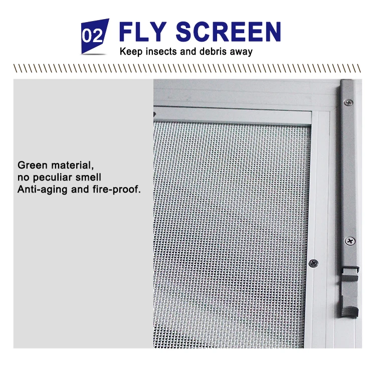 Double security flyscreen casement door aluminum security mesh hinge door