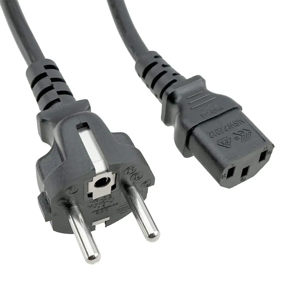 Eu cord. Schuko cee 7/7p. AC Power Cord (Europe), c13, cee 7, 1.5m. Power Cord: Continental Europe, 2.5 Meters, cee 7 Plug, c13 straight Connector, 10 a, 250 VAC. IEC c13.