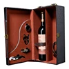 Luxury leather red wine storage gift box set wholesale wine bottle presentation packaging box with accessories
