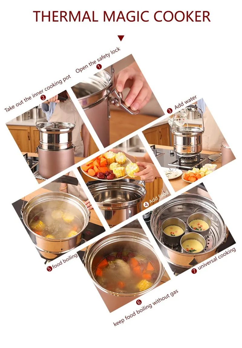 Stainless Steel Pot Large Magic Thermal Cooker Best Cooking Pot For