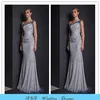 TWE44 Best Quality Sexy Silver Sequined One Shoulder Pleats Prom Free Size Dress Evening Gowns