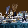 High grade western european style bone china tableware 60 pieces ceramic dinnerware set