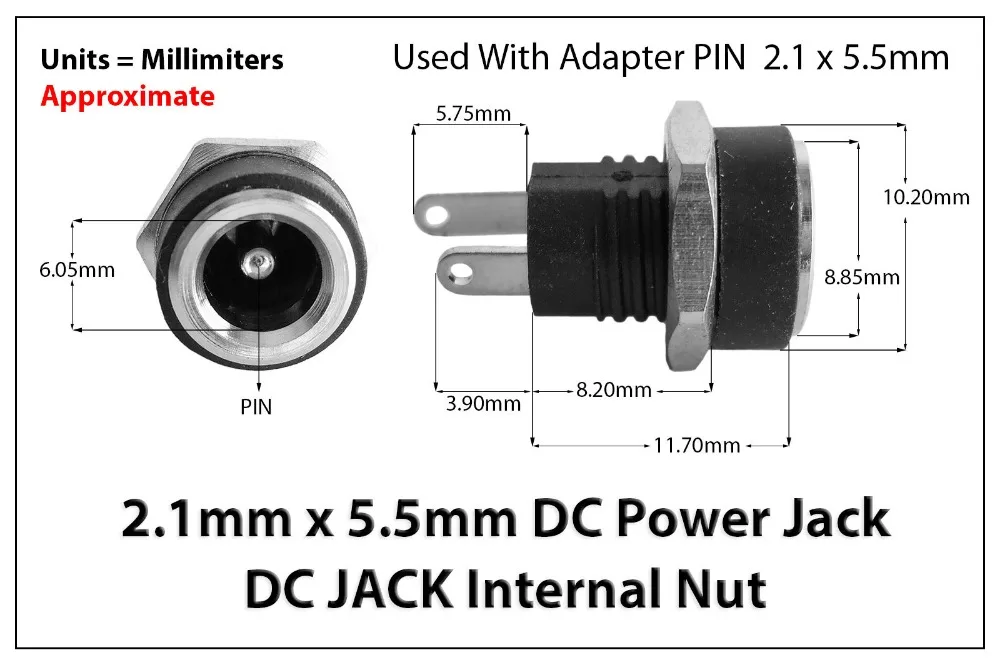 3 x DC Power Jack 2.1mm Enclosed Frame With Switch FREE SHIPPING 
