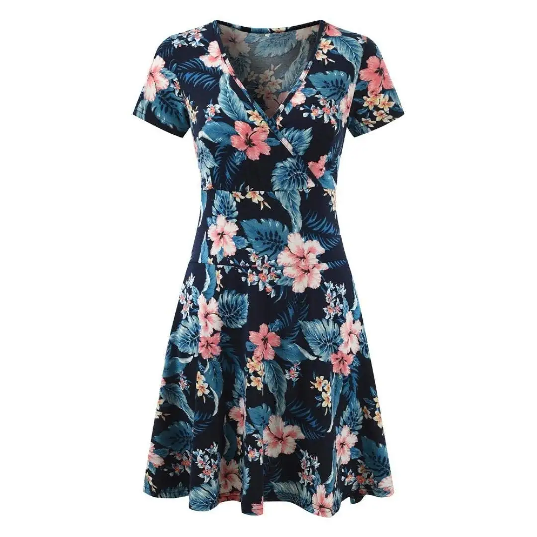 Buy Mini Dresswomens V Neck Cap Sleeve Floral Print Casual Work