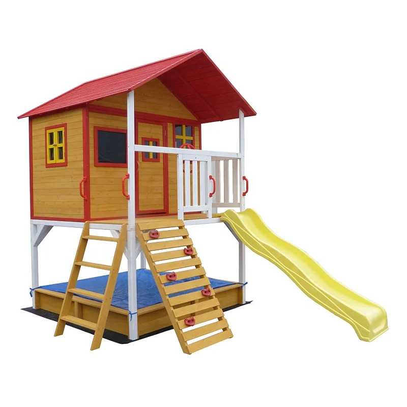 wooden playhouse with ladder