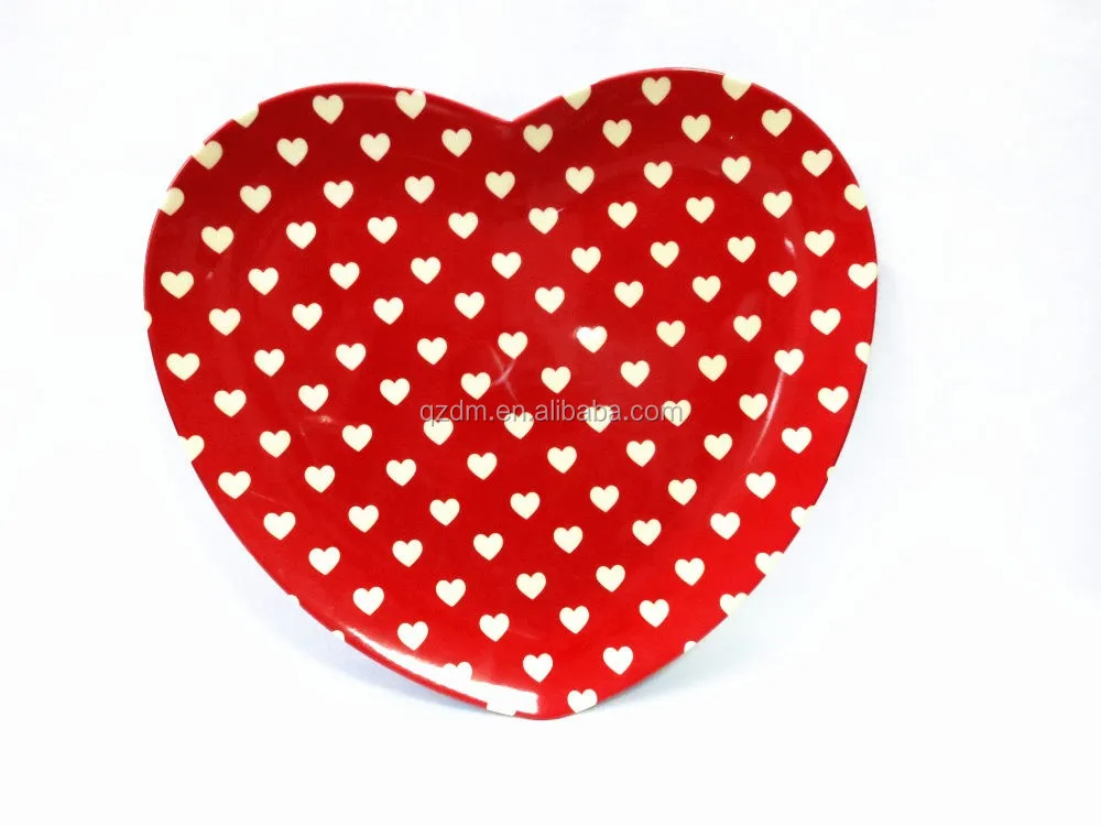 Valentines Day Melamine Heart Plate Heart Shaped Plastic Dessert Plate