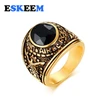 Eskeem Popular Jewelry 22MM Stainless Steel Red Rhinestones US Air Force Men's Gold Ring Wholesale Price