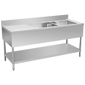 Stainless Steel Apron Double Bowl Under Bar Sink Bench With Under Shelf And Drain Board Buy Double Bowls Sink Stainless Steel Sink Bench Double Sink