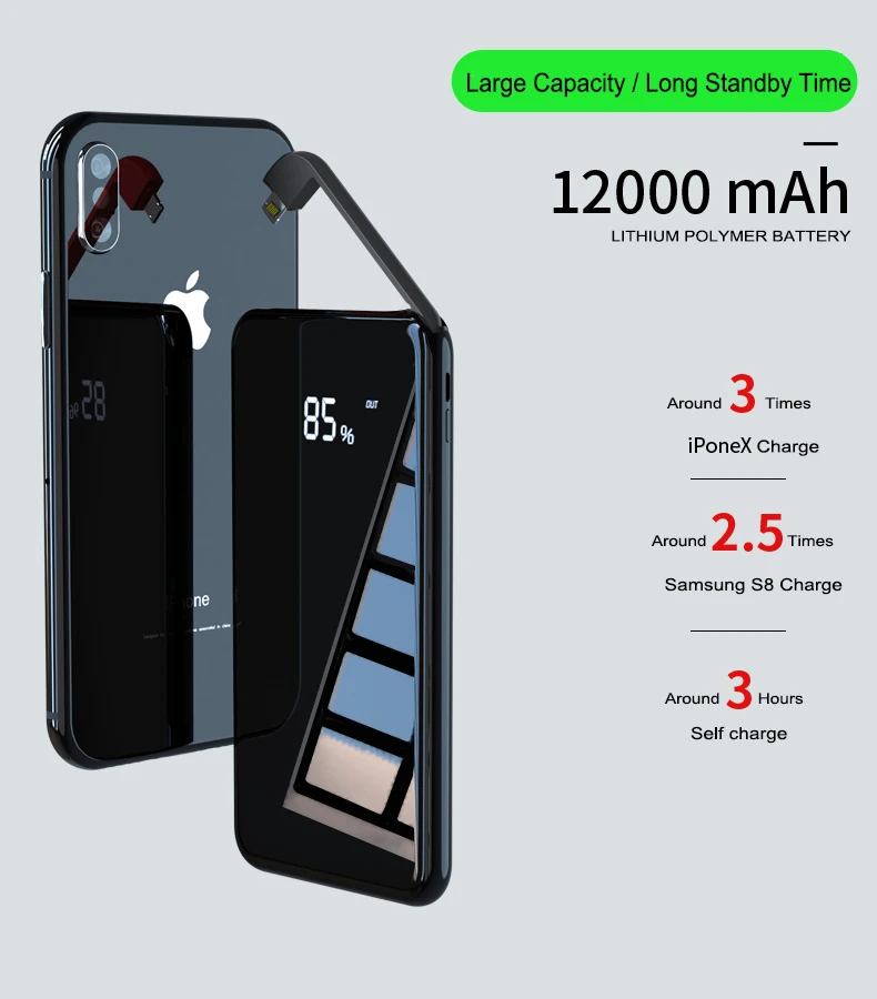 New Arrival product fantasy black qi wireless power bank 12000mAh for all smartphone - ANKUX.COM