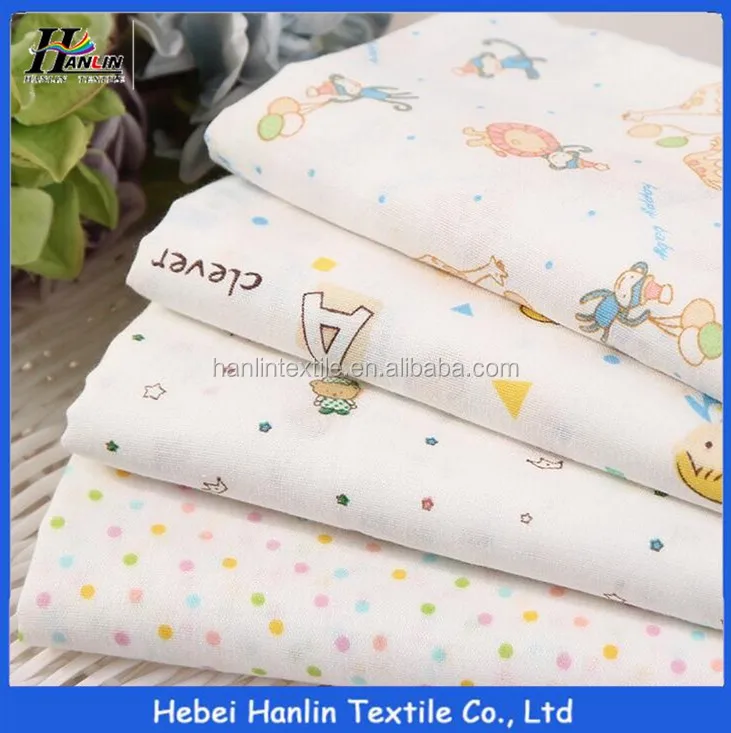 Printed Flower Cotton Double Gauze Fabric For Fashion Children's