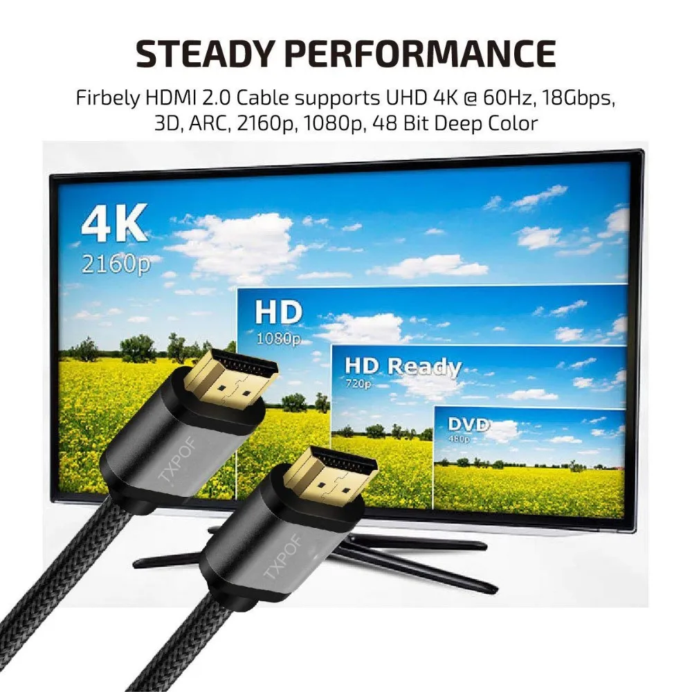 Manufacturer Male to Male 24K Gold Plated OFC 4K and 3D Braided HD PS4 HDMI Cable - ANKUX.COM