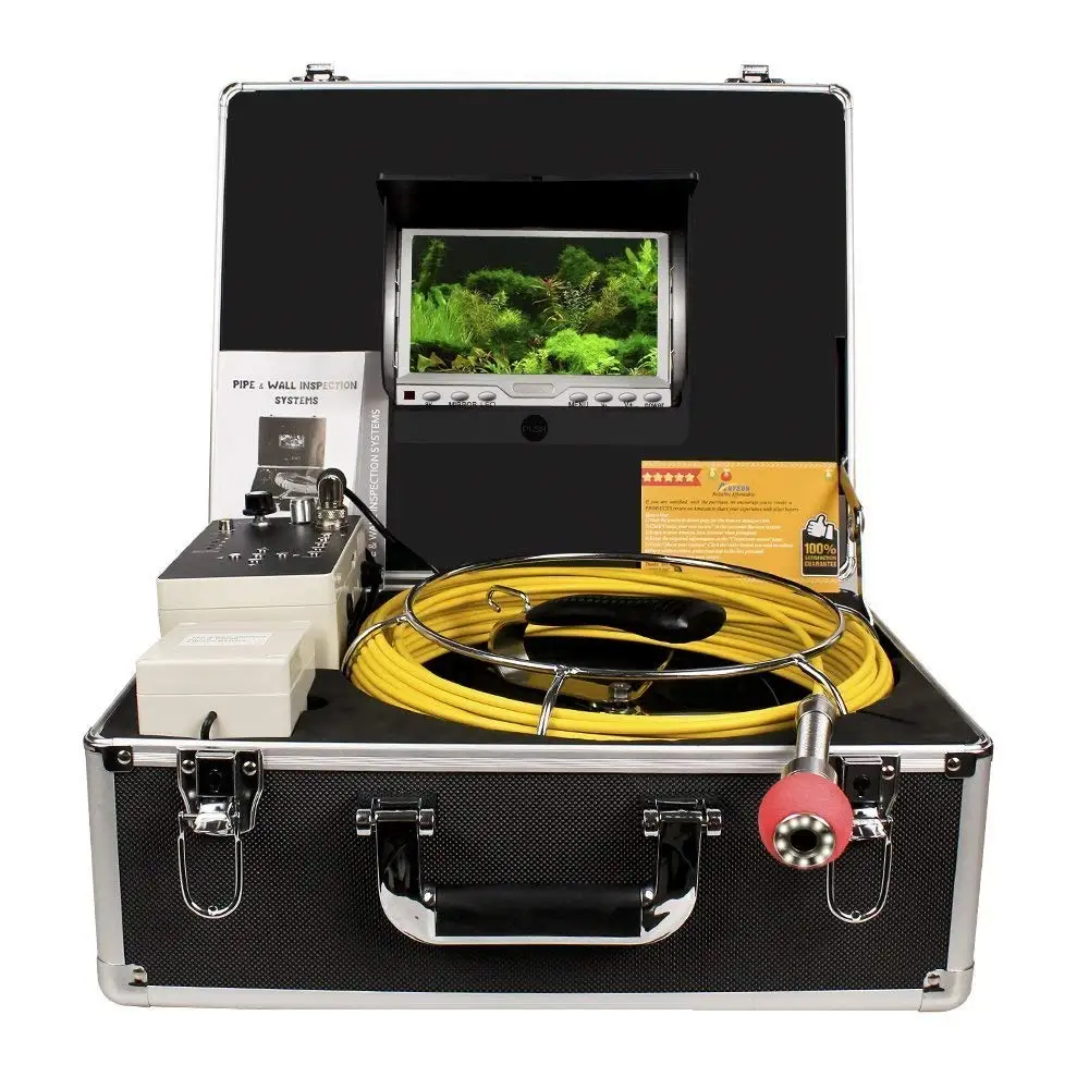Docooler 7 LCD Monitor 960TVL CCD Pipeline Inspection Camera Waterproof Drain Pipe Sewer Inspection Camera Industrial Endoscope Baroscope Inspection System with 20m Cable