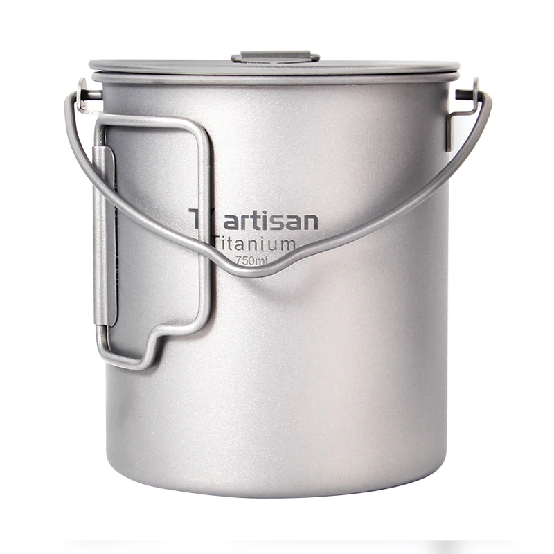 750ml Portable Titanium Coffee Pot with Folding Handle Pot