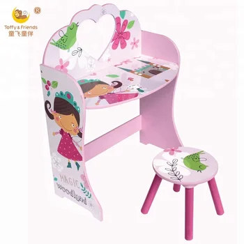 Kids Wooden Dressing Table And Stool Set Dresser Buy Children