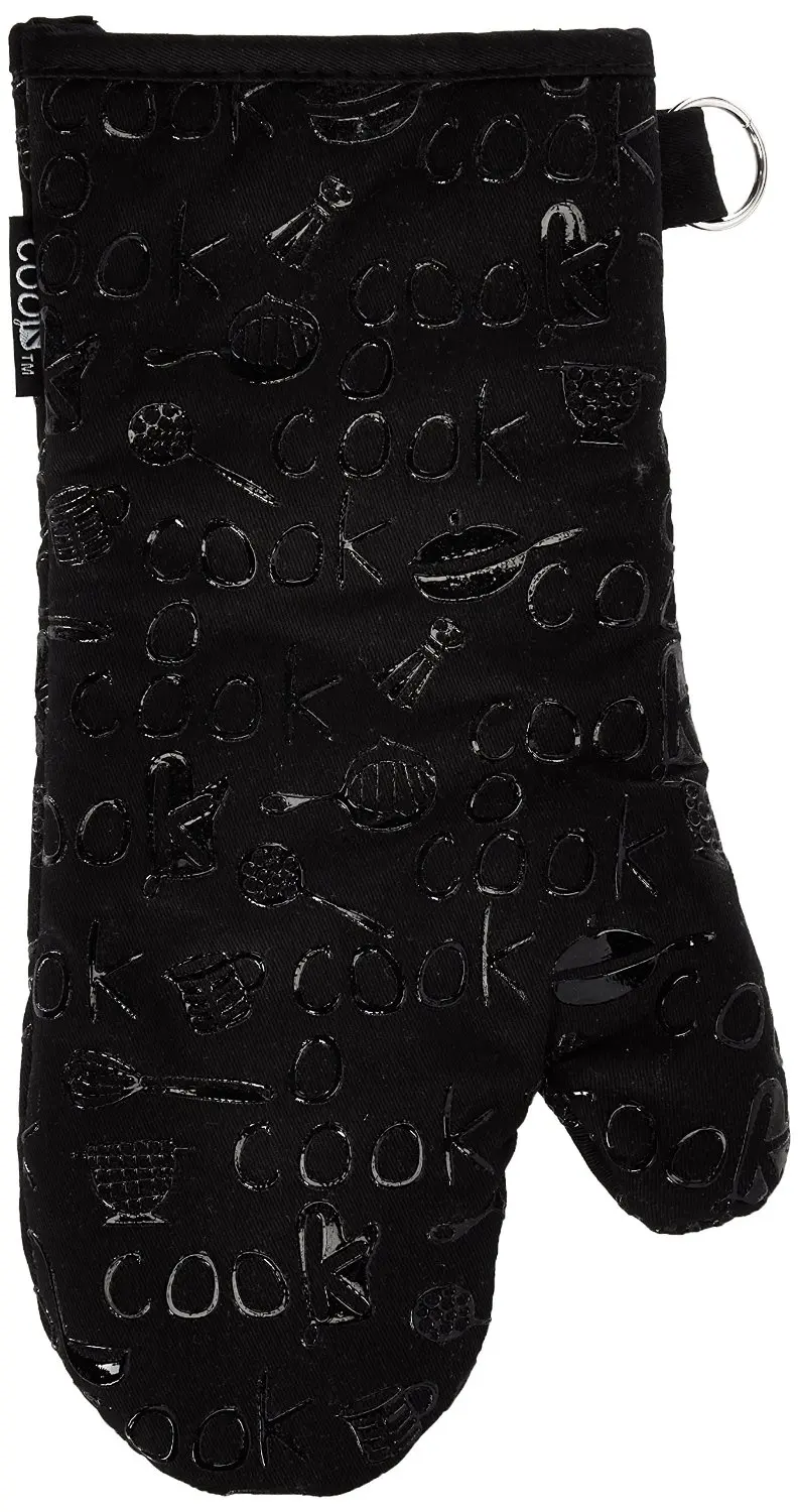 Cook! Collection Solid Color Silicone Embellished Oven Mitt - Kay Dee Designs - Black