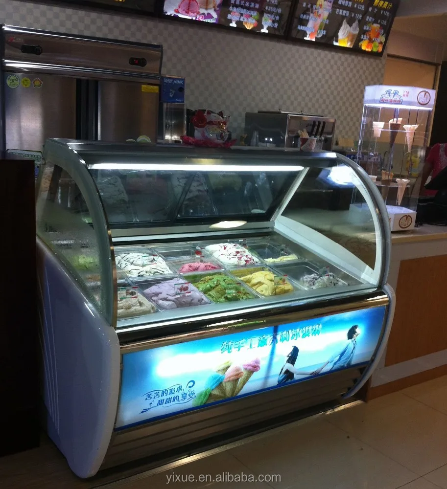 Fan Cooling Freezer Showcase Gelato Display Freezer Ice Cream Display ...