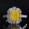 Popular Fashion Designed Custom Princess Cut Performance Decoration Yellow Diamond Ring