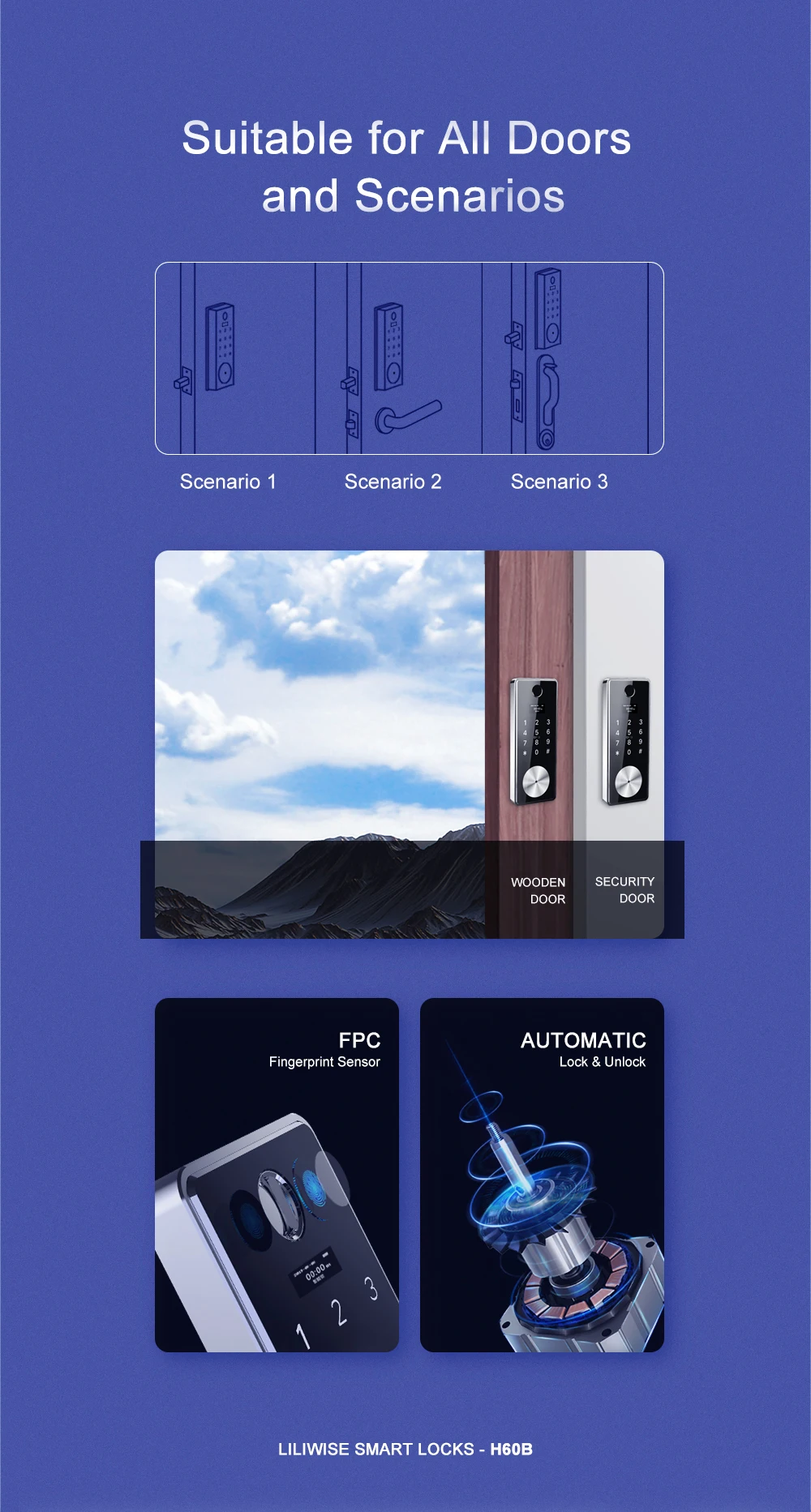 Van het Slot Slimme Keyless Wifi van het huis het Elektronische Digitale Wachtwoord van de de Deur Dode Bout Slot Nieuwe 2020