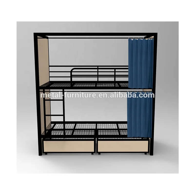 Modern Dormitory Hostels 3 Tier 3 Sleeper Steel Metal Triple Bunk Bed