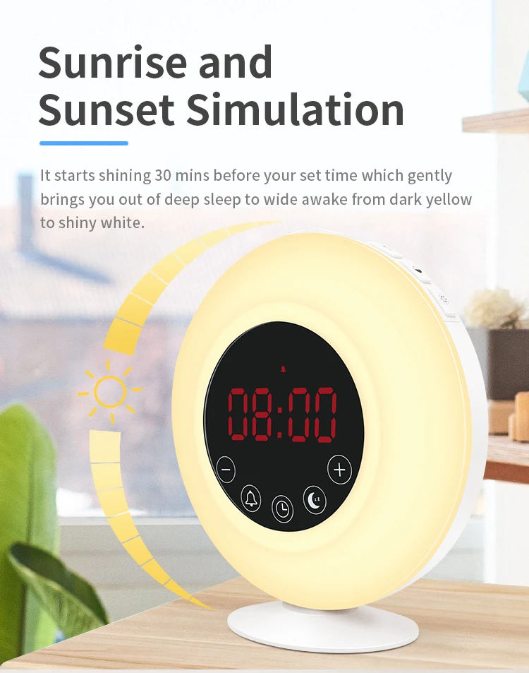 Weather Station Snooze Sunrise Wake Up Light Led Table Digital Alarm