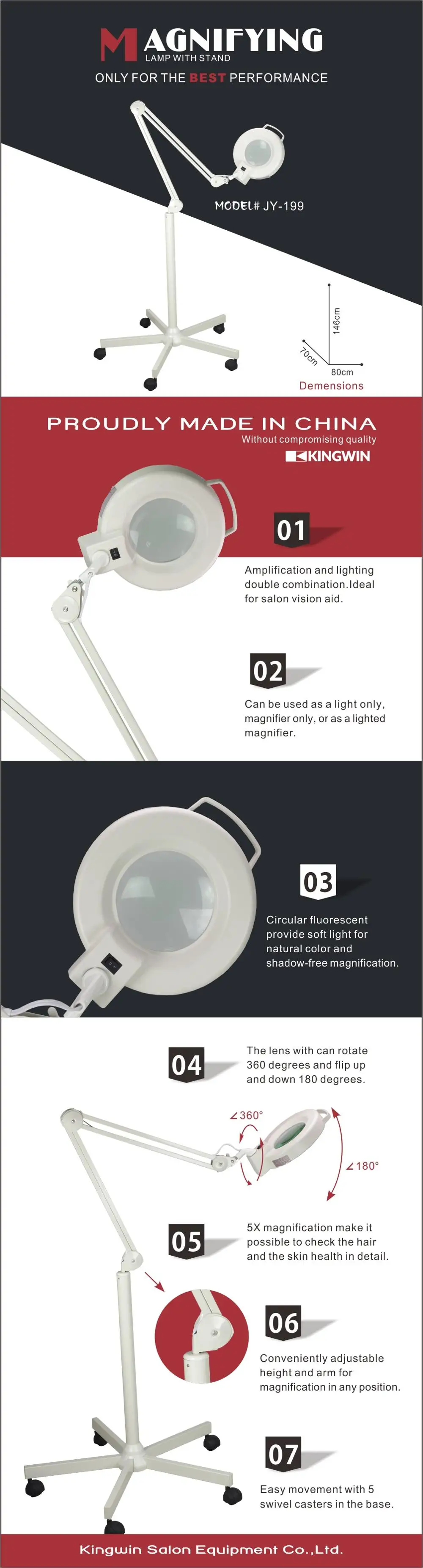 LED Floor Lamp, Innqoo LED Esthetician Light, Magnifying Glass with Light, Light