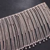 rose gold long fringe crystal rhinestone applique trim tassel strass patches trimmings