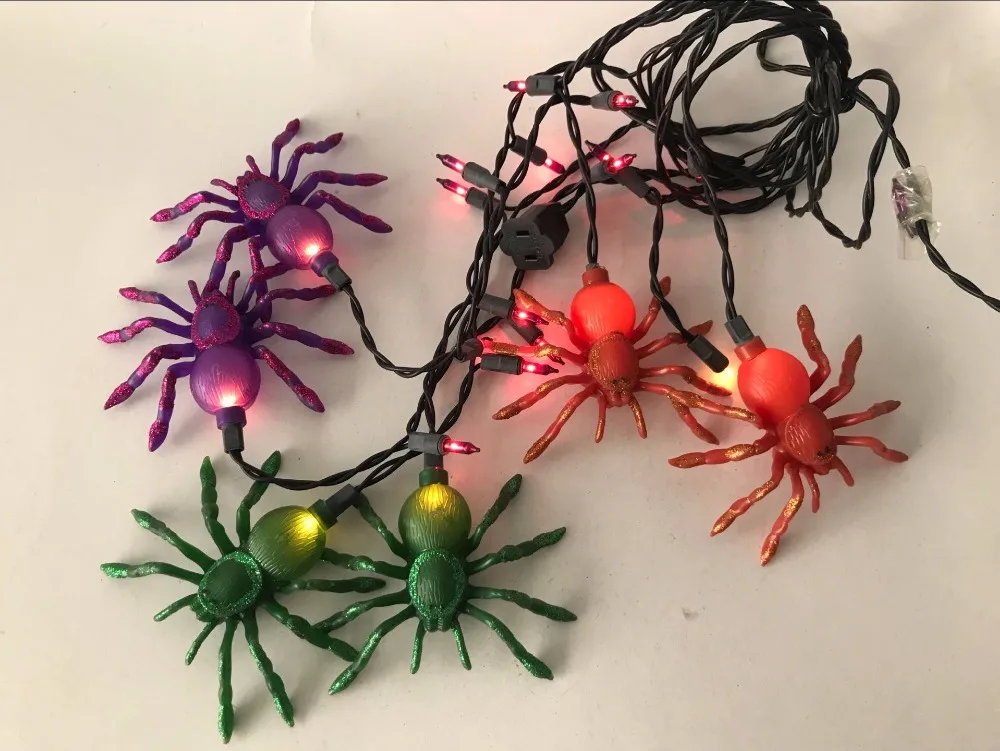 New Product 2019 Indoor And Outdoor Decoration Multi Glitter Spider Lights String Light Up