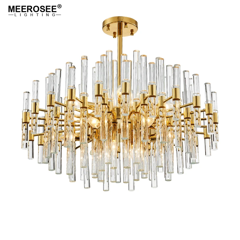 Meerosee Crystal Pendant Lamps Vogue Lighting Golden Metal Fancy Art Deco Light Fixture for Living room Cafe MD86286