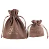 Professional made many patterns on sale suede drawstring pouch bag brown