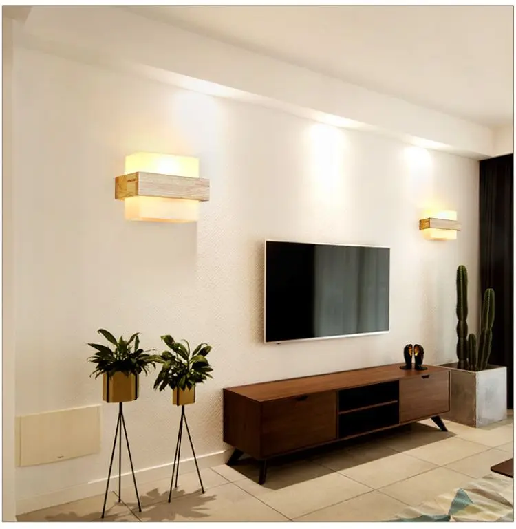 Details about   Modern Real Wood Wall Lamp For Bedside Study Living Room Kitchen Stairway Indoor 