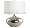 Hot Selling silver color round table lamp UL with White shade