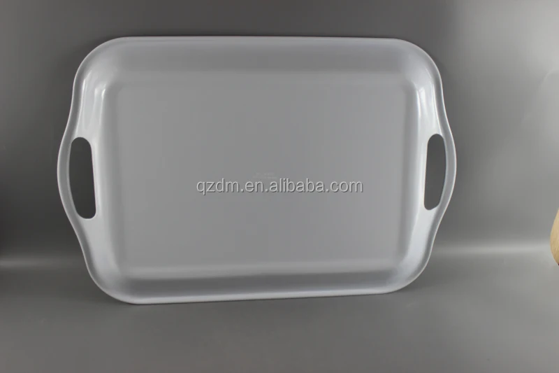Black Melamine Serving Tray , Plastic Tray with hanlde