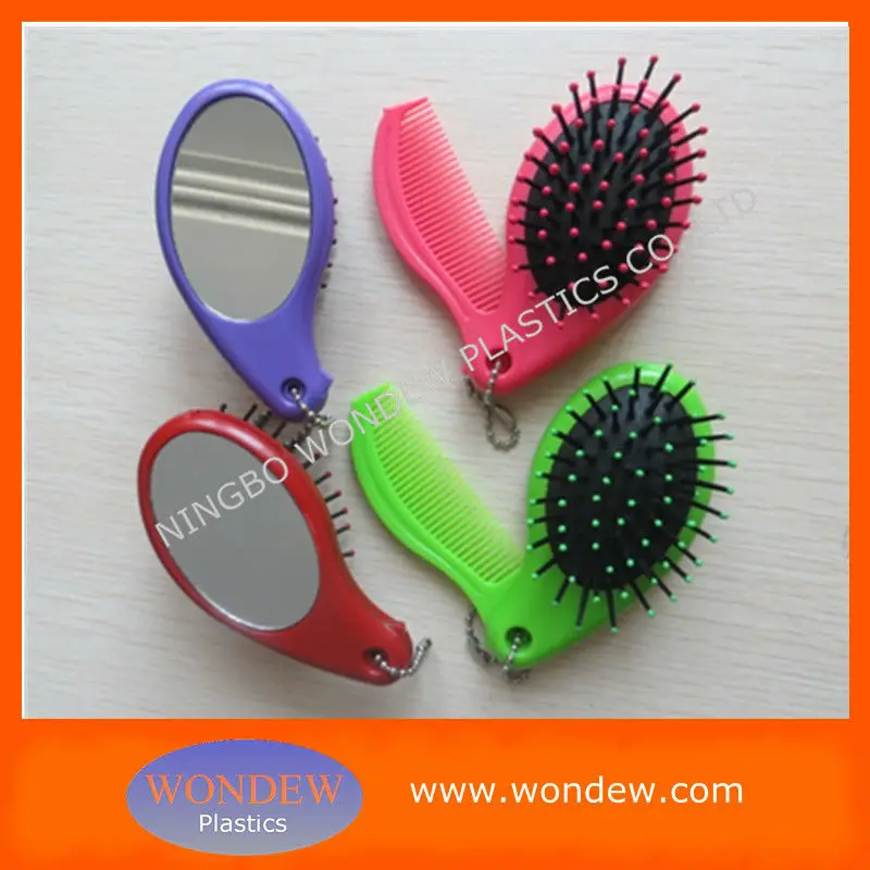 cosmetic brush comb with mirror