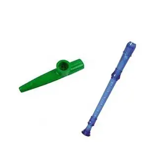My First Recorder / Kazoo Pack -BPA FREE Blue Translucent Recorder w/Green Kazoo