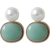 Elegant Lady Dangler Gold Metal Pearl Earring Girl Jewelry Eardrop