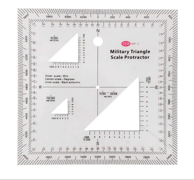 5 inch Acrylic Ruler IPOTCH UTM/MGRS Coordinate Scale Protractor Map Reader Plotter Military Style 